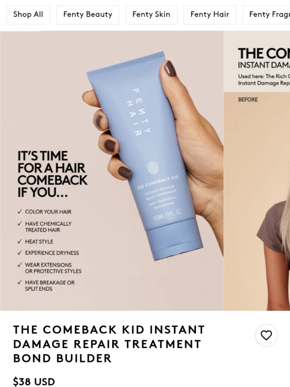 Fenty Hair NWT The Comeback Kid Instant Damage Repair Treatment NIB NEW IN BOX - Picture 10 of 13